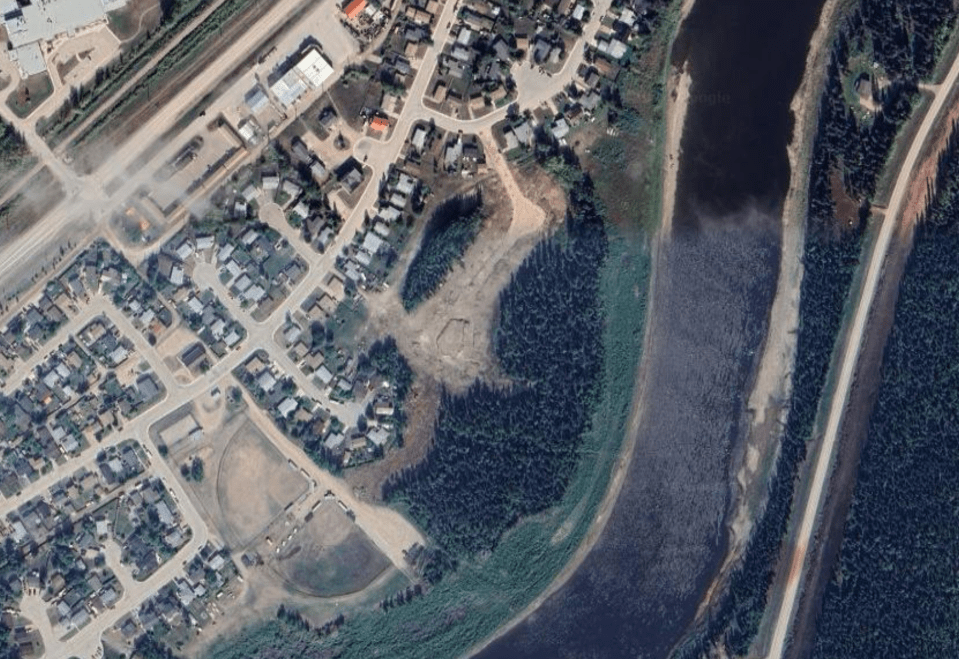 The cleared Fraser Place development is seen in a satellite image. Airbus/Maxar/Google